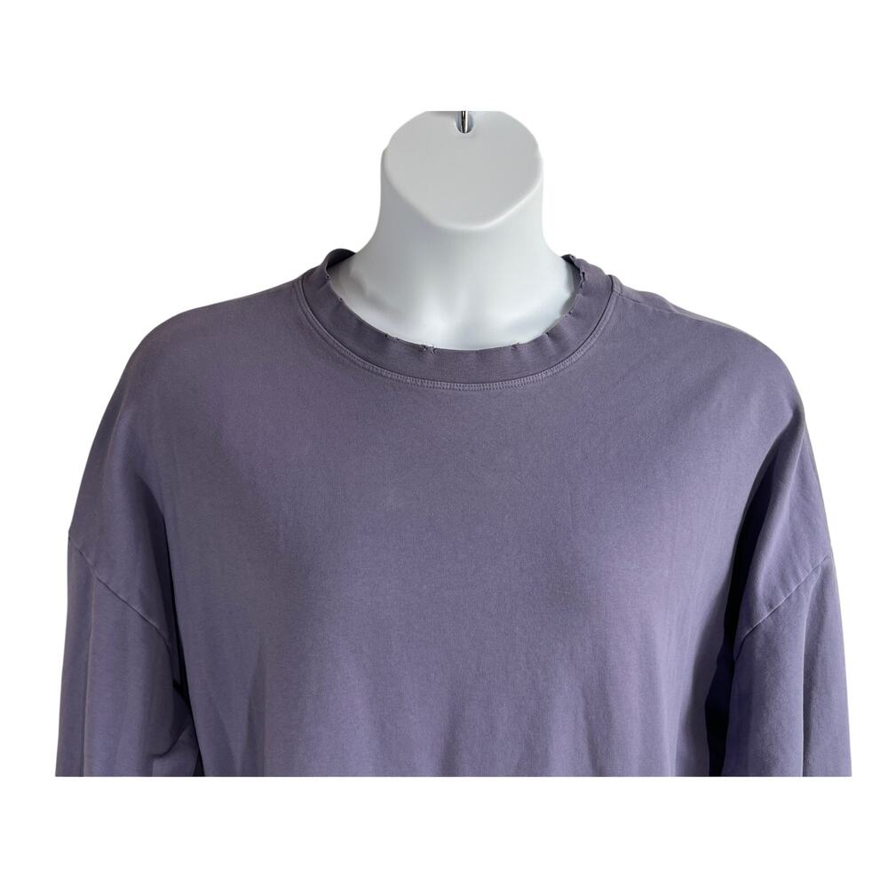 ELECTRIC & ROSE WOMENS OVERSIZED SWEATSHIRT DISTRESSED HEM NECK PURPLE SZ LARGE - Picture 5 of 12